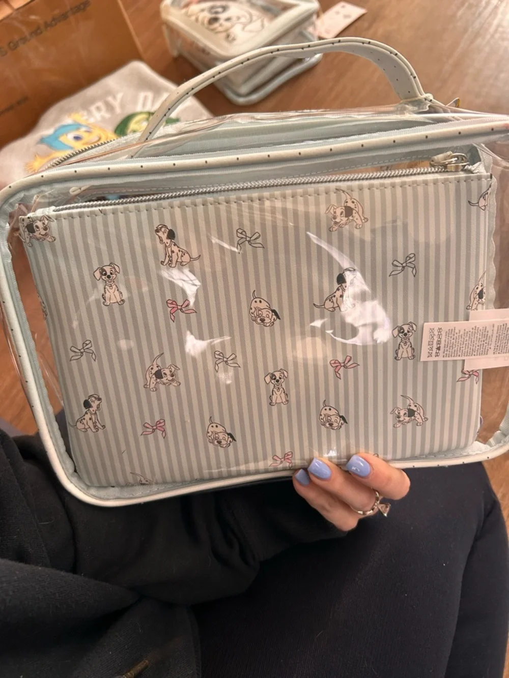 NWT Disney 101 Dalmatians Pale Blue Clear Travel Pouch Set (set of 3 bags!)